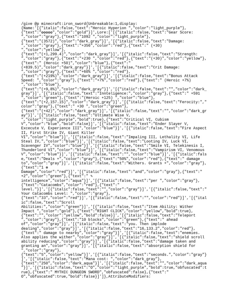 Hypixel Minecraft Hyperion Command PDF