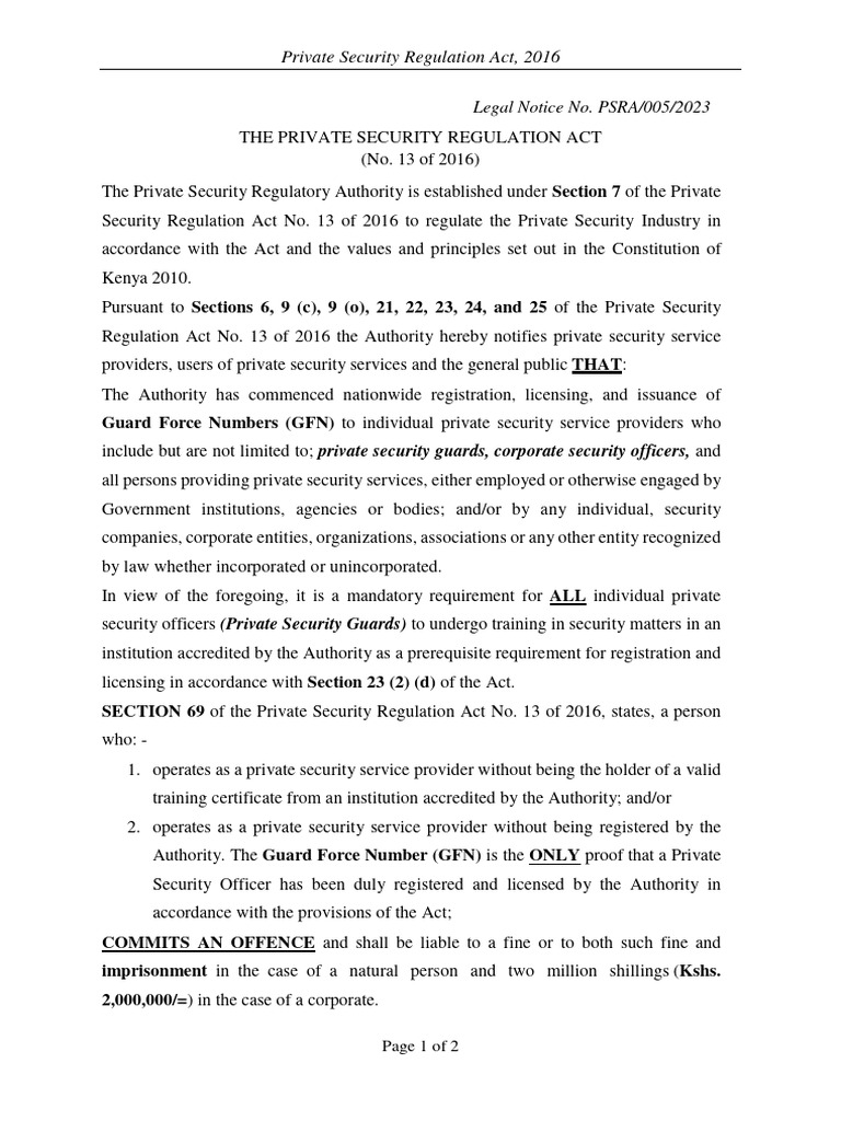 Private Security Wage Regulations 2024 | PDF