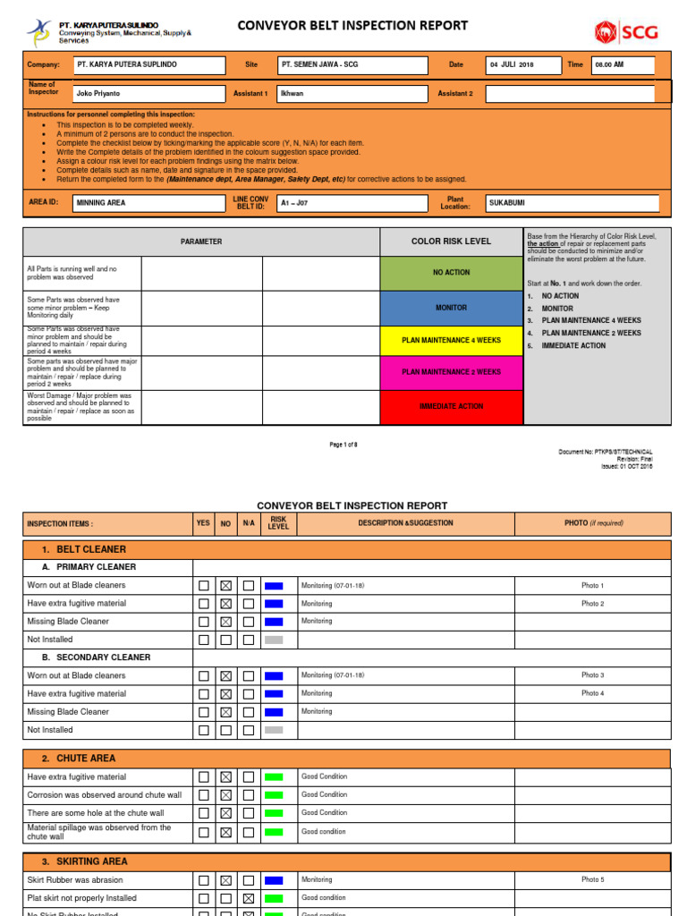 KPS Belt Inspection A1-J07 W23-07-2018 | Download Free PDF | Belt ...