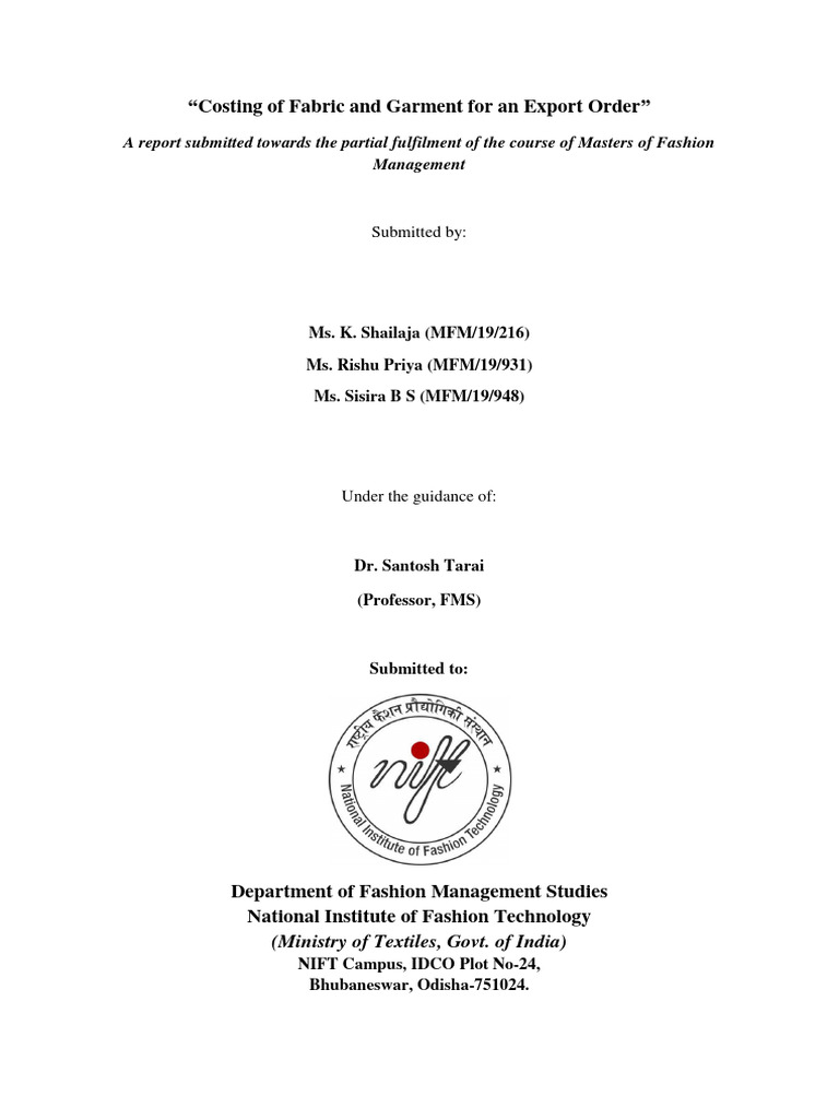 Assignment 3 - P1-Costing of FOB | PDF | Seam (Sewing) | Clothing