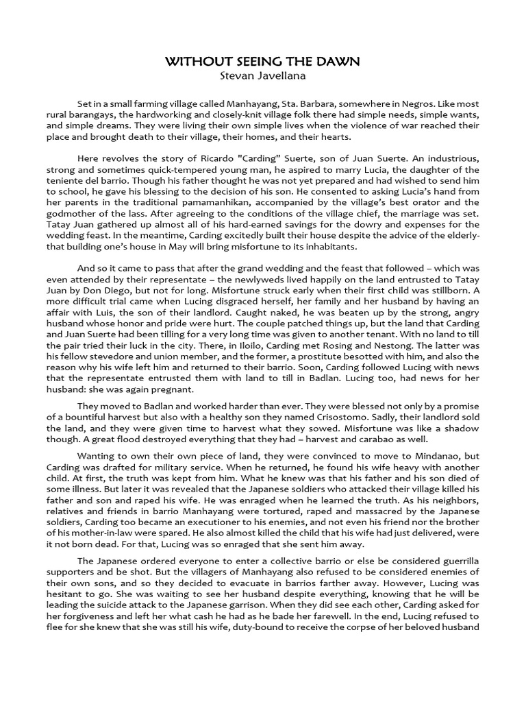 Without Seeing The Dawn Summary PDF
