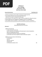 ICSE Class 10 BIOLOGY Previous Year Question Paper 2013