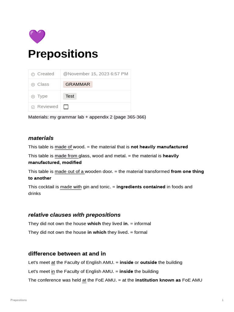 Prepositions | PDF