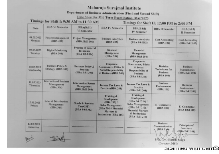 Date Sheet 4 | PDF