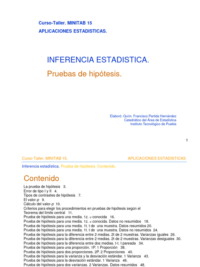 Tutorial Minitab. Pruebas de Hipotesis | PDF | Errores tipo I y tipo Ii ...