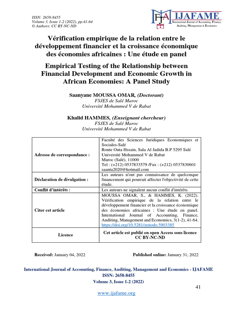 Développement financier et croissance en Afrique | PDF | Croissance ...