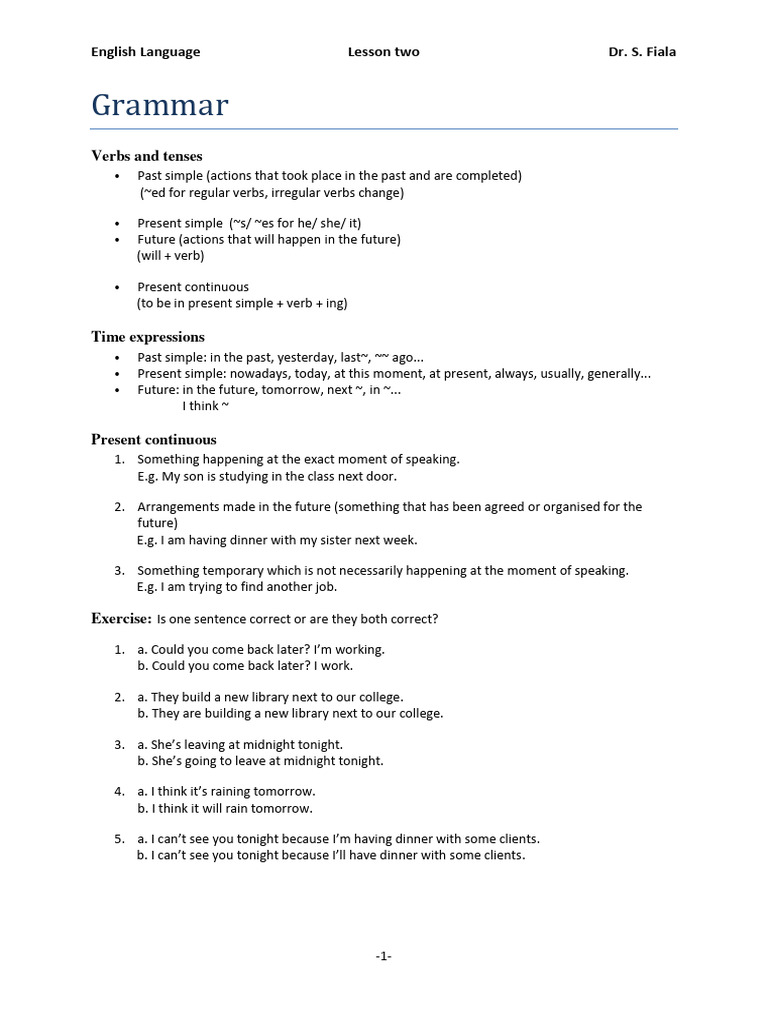 Cours Anglais Grammar English | PDF | Verb | Grammatical Tense