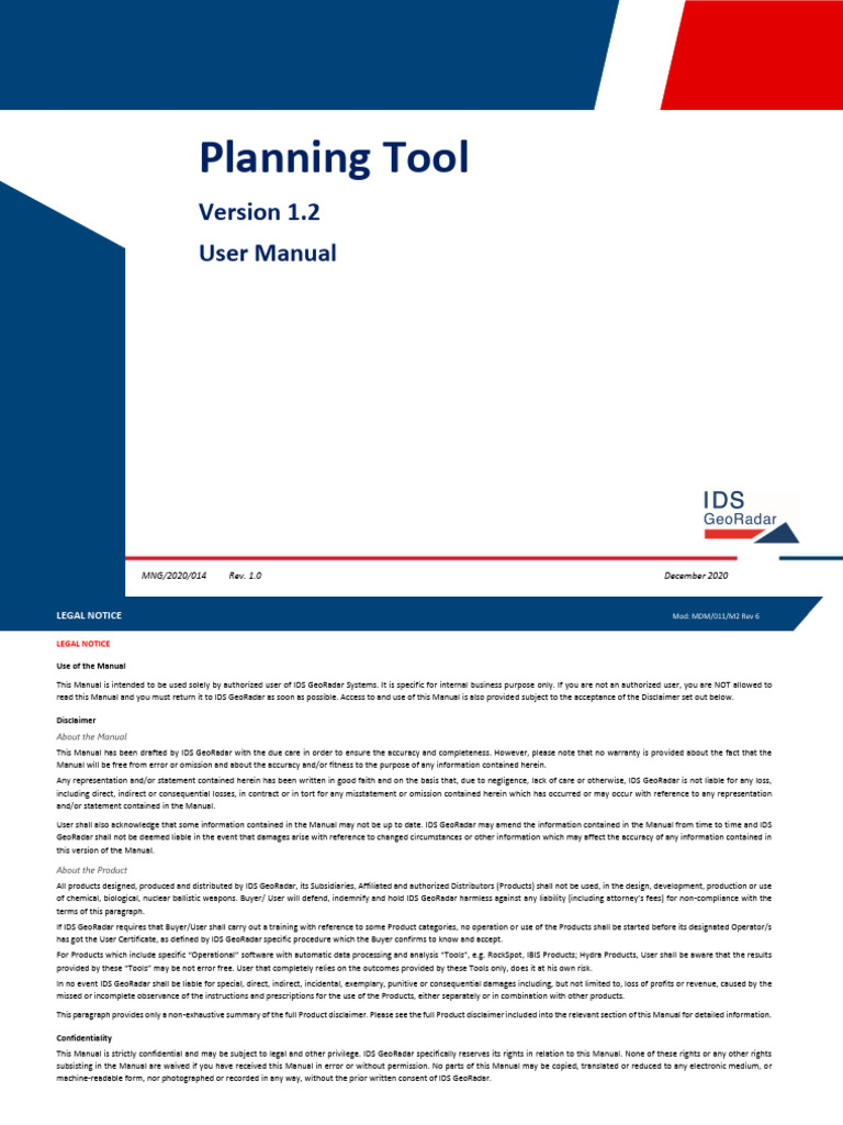 IDS GeoRadar Planning Tool Manual | PDF | Software | Computing