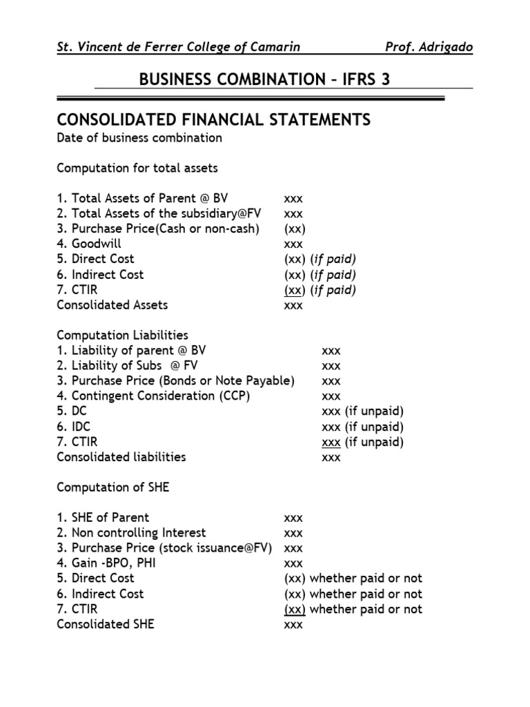 Lesson 3. CONSOLIDATED FINANCIAL STATEMENTS | PDF | Equity (Finance ...