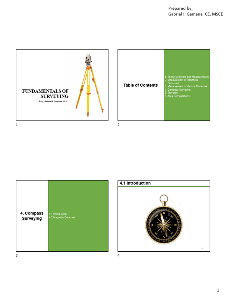 Fundamentals of Surveying Chapter 4 PDF Compass Angle