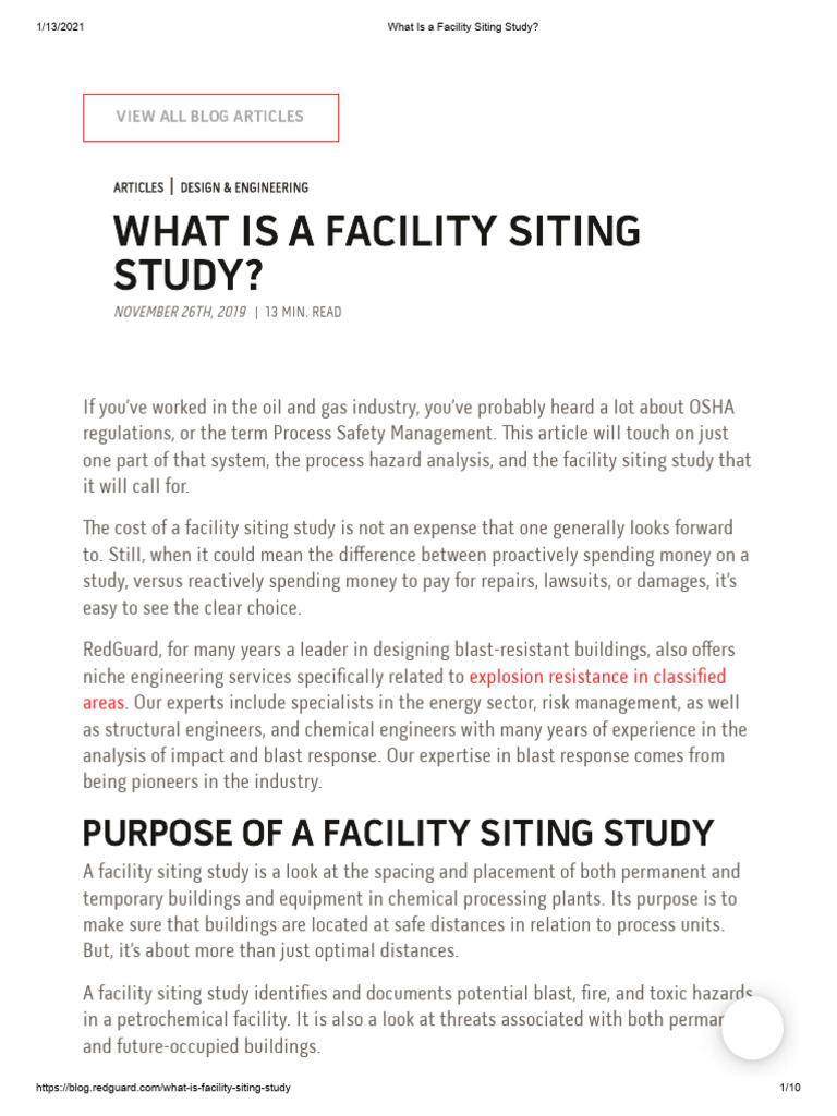 What Is A Facility Siting Study PDF Risk Hazards