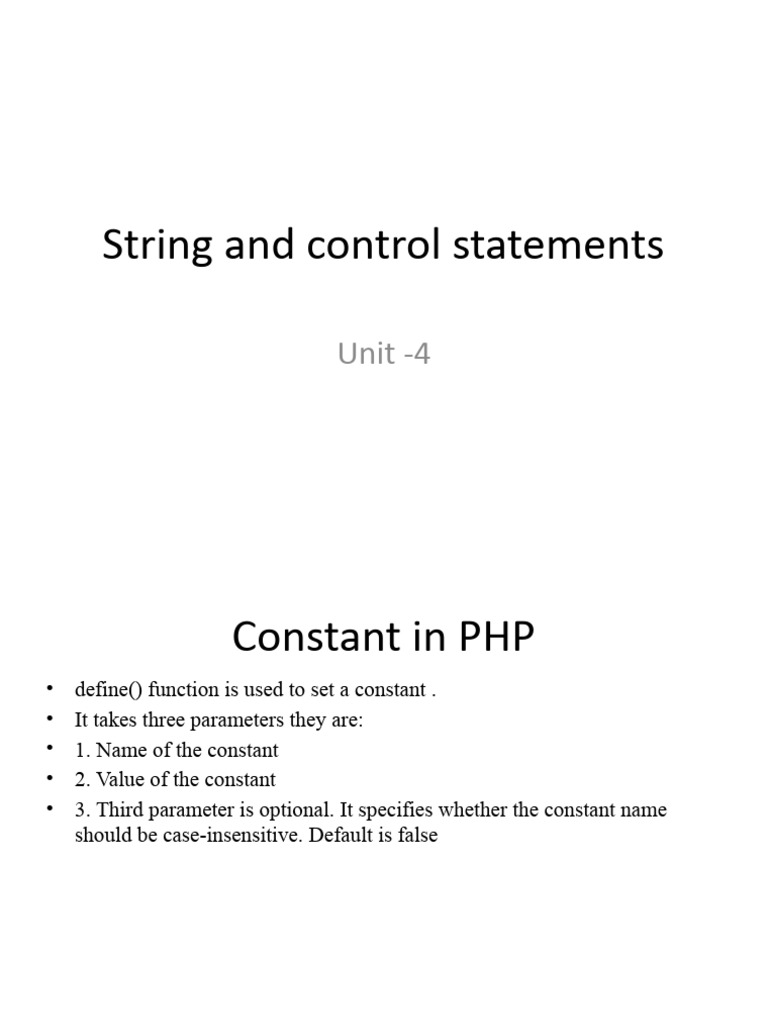 String and Control Statements | PDF | Control Flow | Php