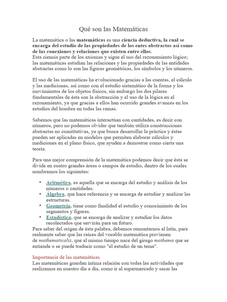 Qué Son Las Matemáticas | PDF | Matemáticas | Matemáticas Aplicadas
