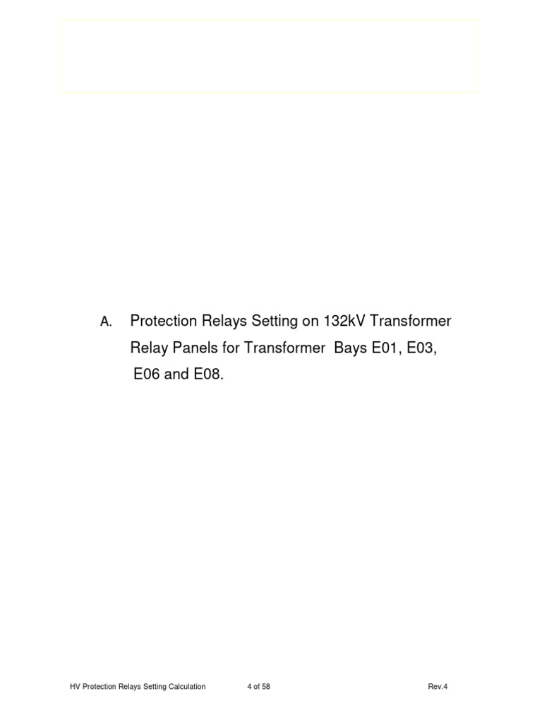 Protection Relays Setting Calculation Rev 4 PDF Electrical