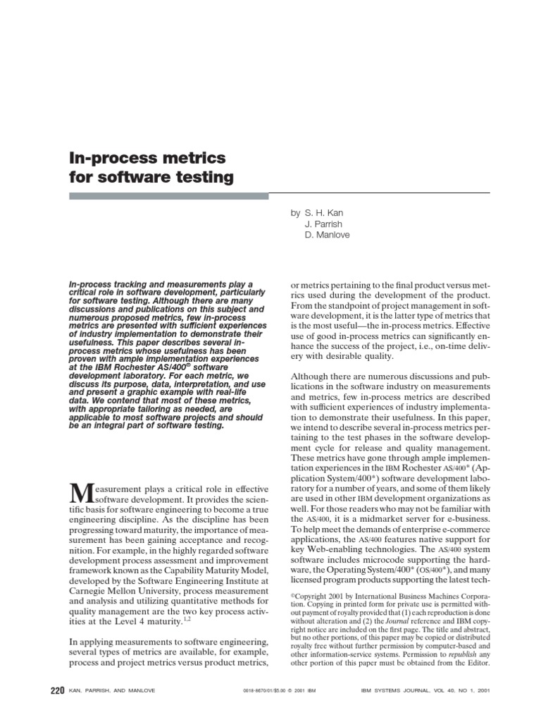 In-Process Metrics For Software Testing | PDF