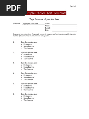 Multiple Choice Test Template
