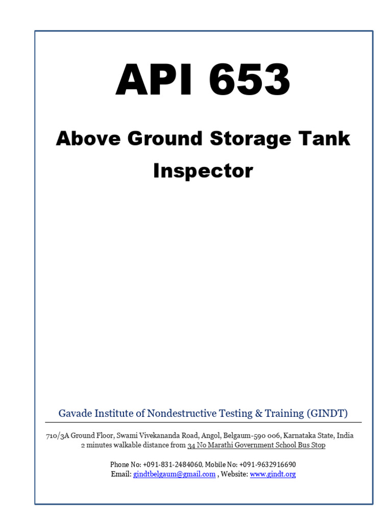 API 653 Above Ground Storage Tanks Inspector 08-July-2023 | PDF ...