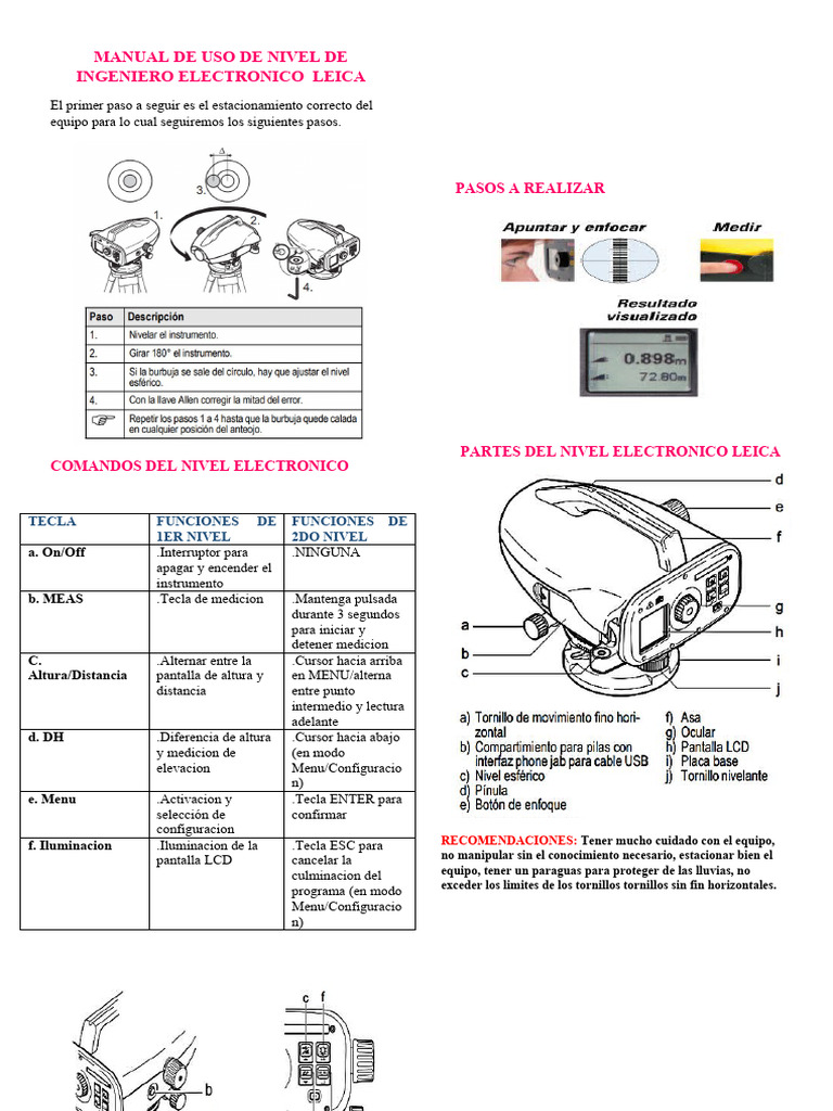 Manual de Uso del Nivel Electrónico Leica | PDF