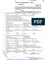 11th Physics EM Half Yearly Exam 2022 Original Question Paper Thiruvannamalai District English Medium PDF Download