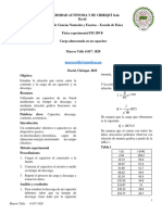 Informe de Laboratorio, Carga de Un Capacitor. Marcos Tello 4-817-1820