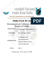 Microbiología de Alimentos: Determinación de Coliformes Totales y Fecales en Caballa