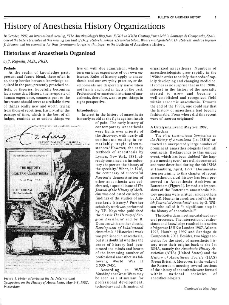 History of Anesthesia History Organizations PDF Anesthesia