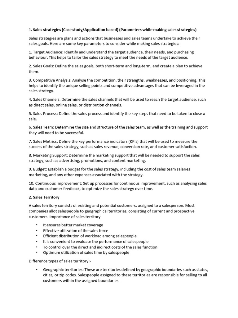 Sales Strategies and Quotas Overview | PDF | Sales | Marketing