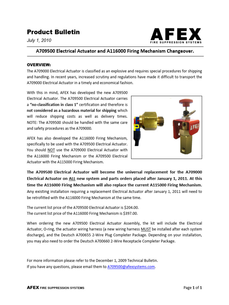 A709500 Actuator for AFEX Systems | PDF