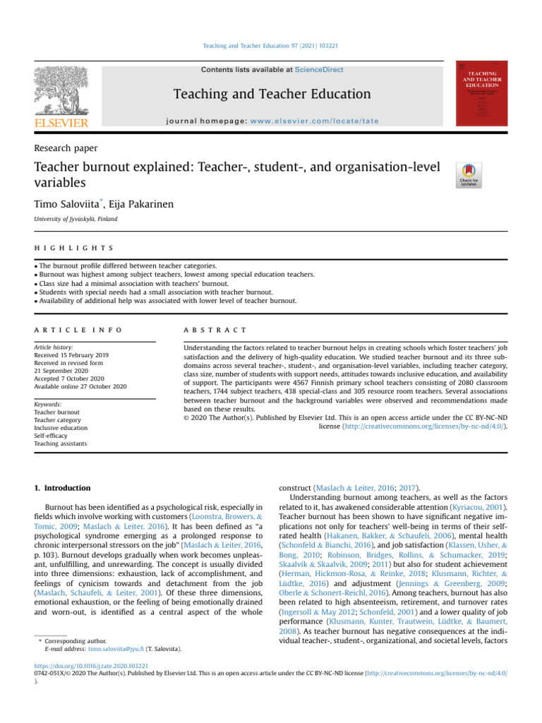 Understanding Teacher Burnout | PDF | Teachers | Occupational Burnout