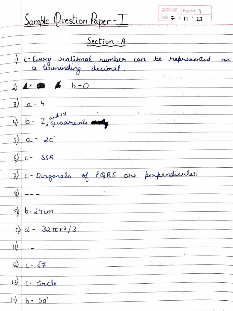 Sample Question Paper | PDF