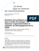 Évolution Des Politiques Publiques Dans Le Delta Du Sénégal - Les Réponses Organisationnelles Et Spatiales Au Désengagement de La SAED