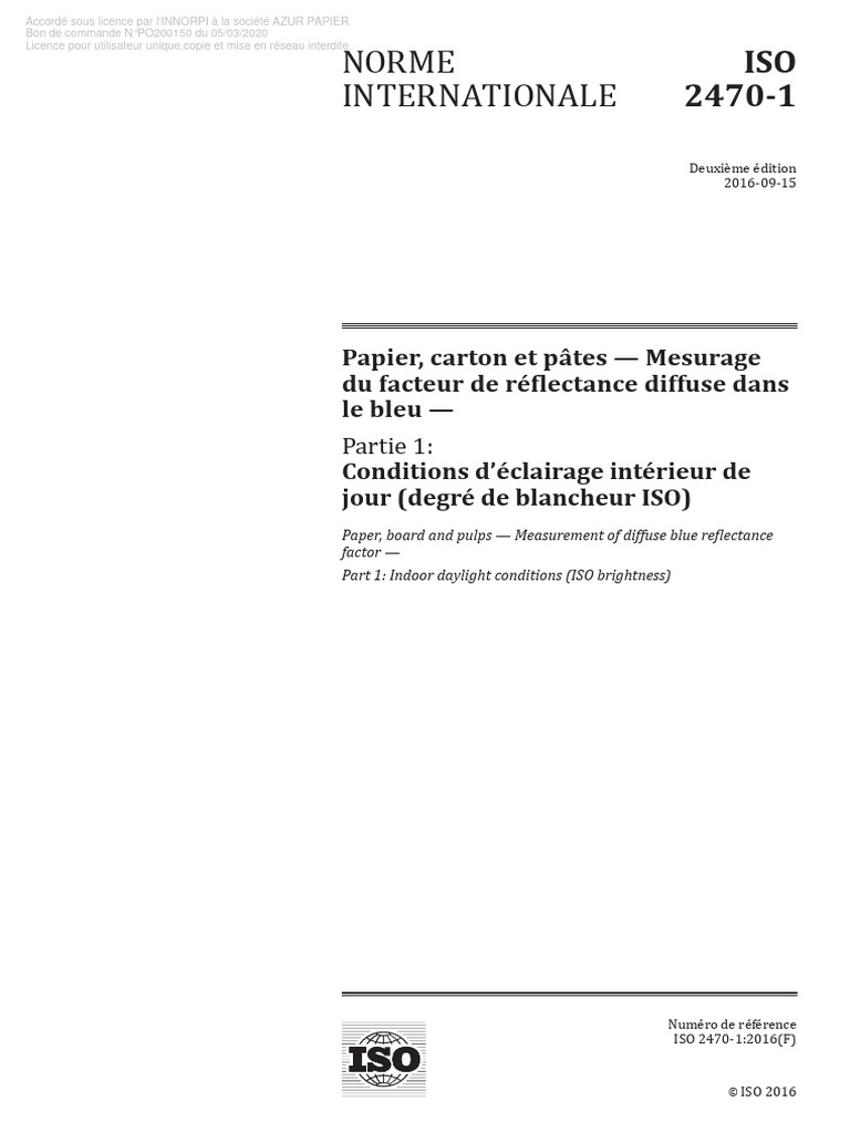 Iso 2470-1 2016 | PDF | Filtre (optique) | Calibrage
