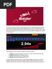 Aviator Strategy Advanced PDF