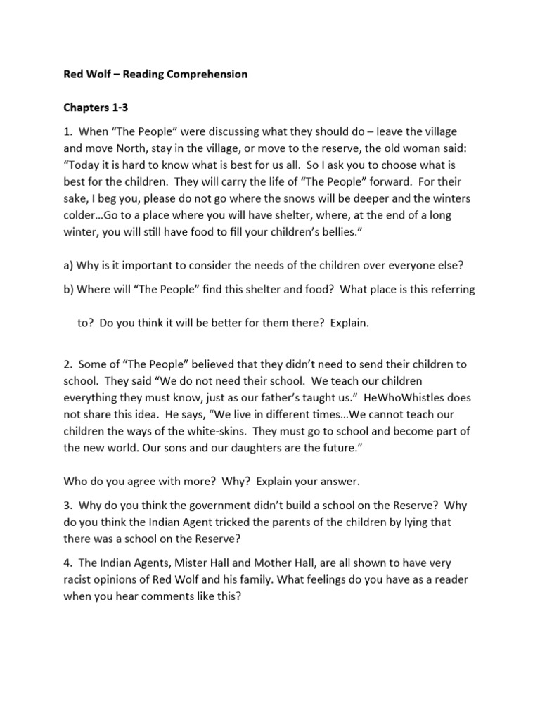 Red Wolf: Chapters 1-3 Analysis | PDF