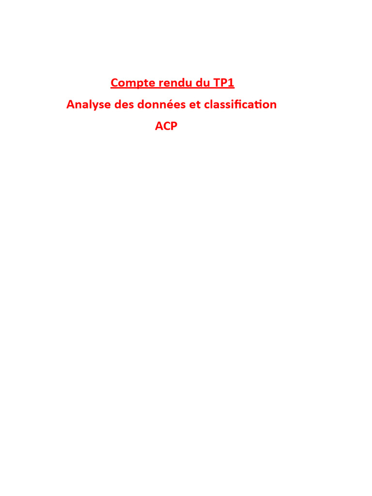 Analyse ACP des données et classification | PDF | Valeur propre ...