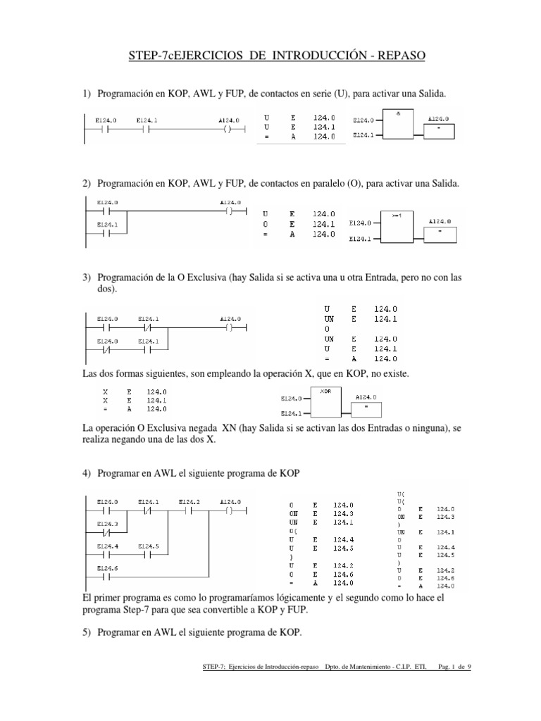 Ejercicios de Programación en STEP-7 | PDF | Bienes manufacturados ...