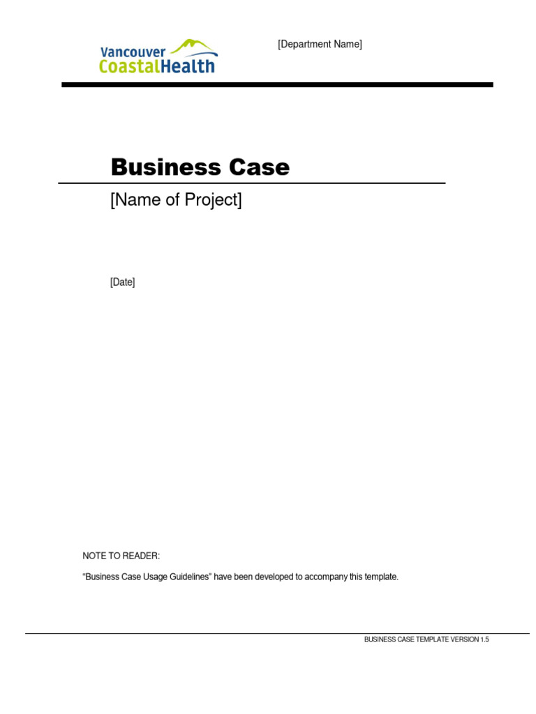 BusinessCaseTemplate_LongForm_VCH PDF Risk CostBenefit Analysis