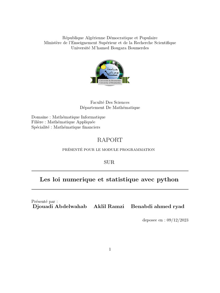 Statistiques et Méthodes Numériques en Python | PDF | Mathématiques ...