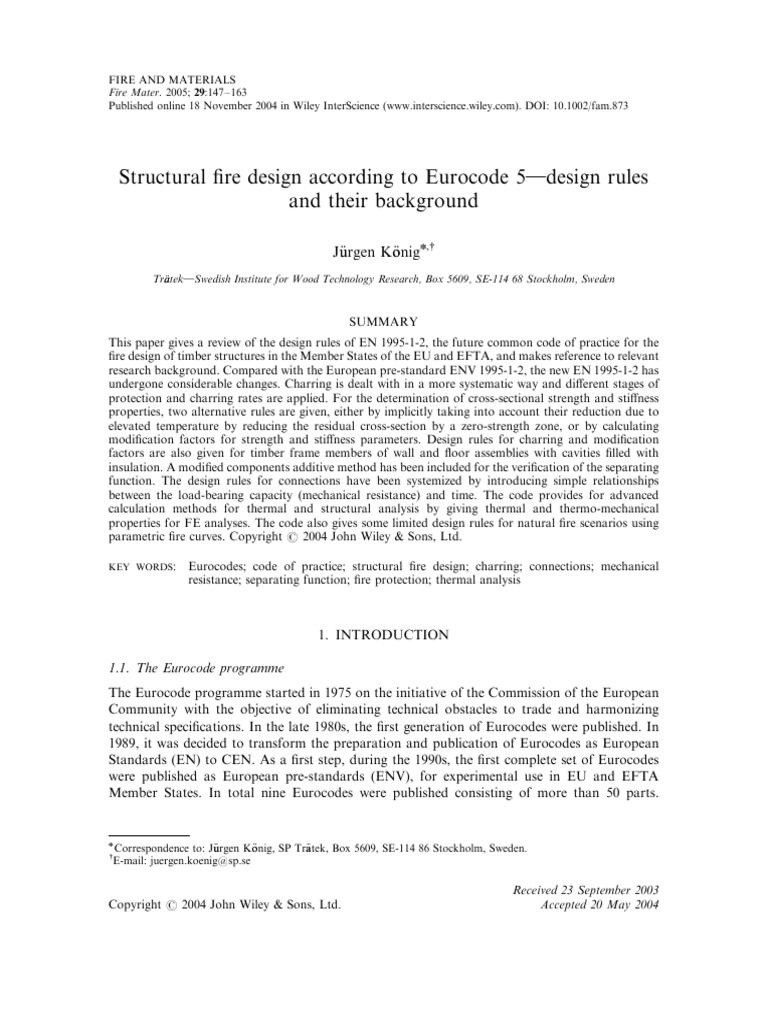 Fire and Materials - 2004 - K Nig - Structural Fire Design According To ...
