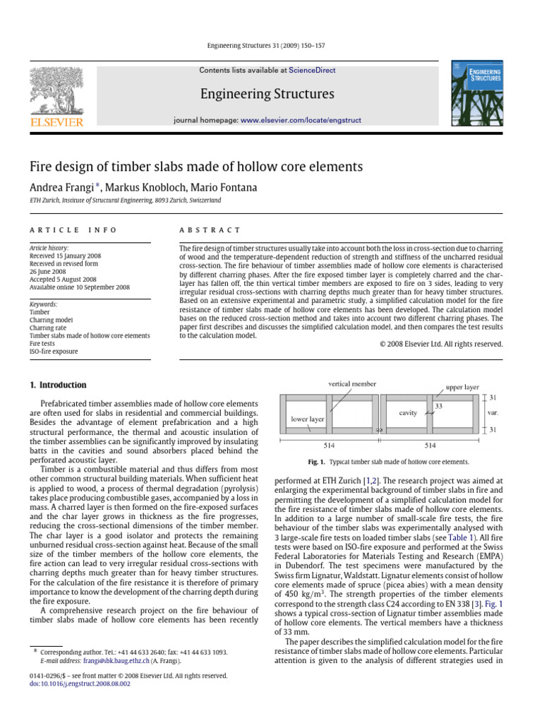 Fire Design of Timber Slabs Made of Hollow Core Elements | PDF | Stress ...