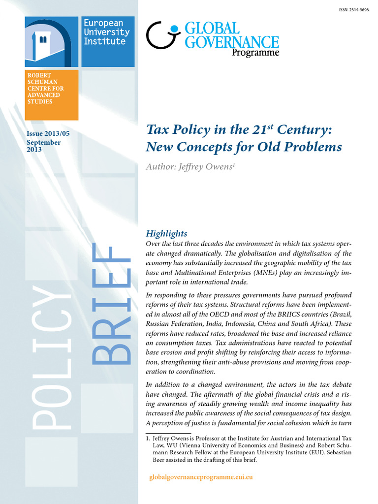 2013-5-Policy Brief - RSCAS - GGP | PDF | Taxes | Economic Inequality