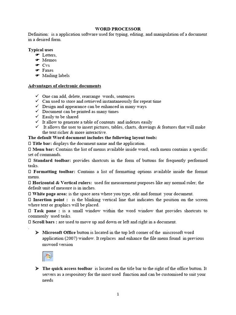 WORD PROCESSOR | PDF | Microsoft Word | Window (Computing)