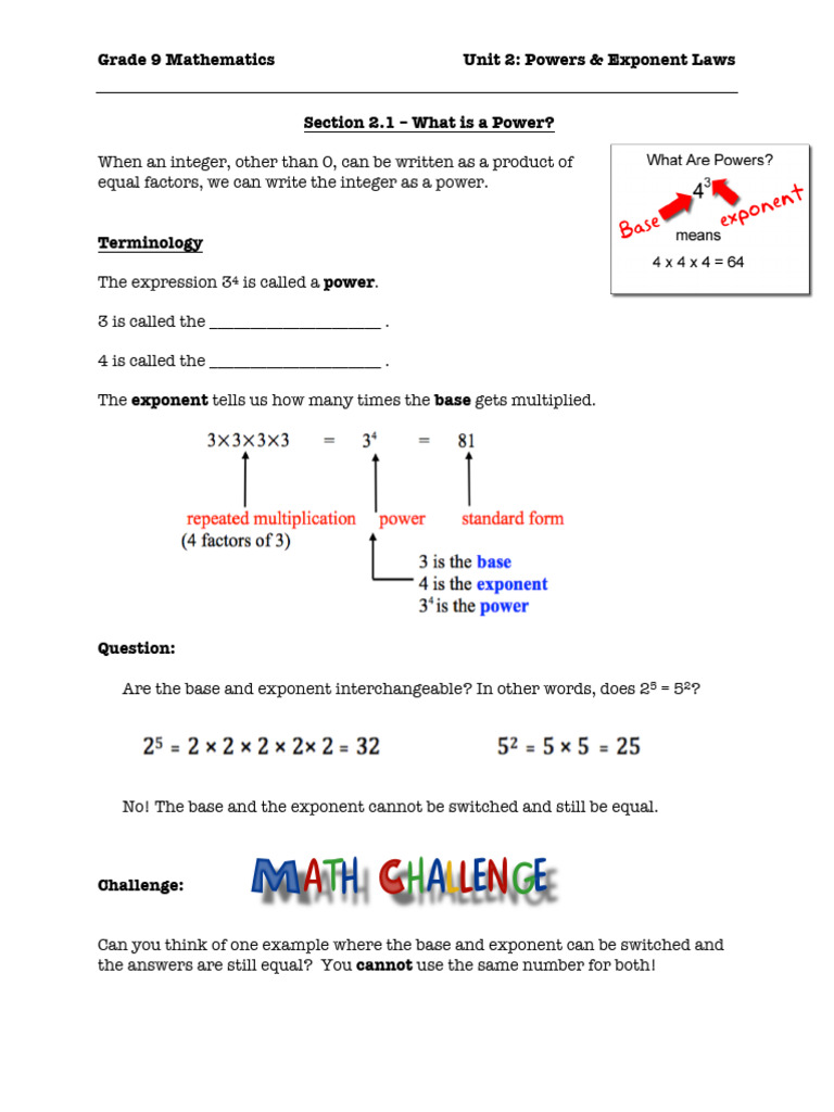 math unit 2 grade 9