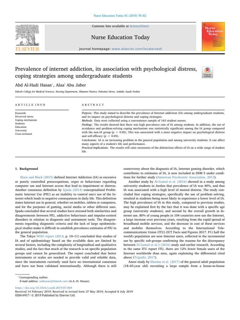 Internet Addiction in Nursing Students | PDF | Major Depressive ...