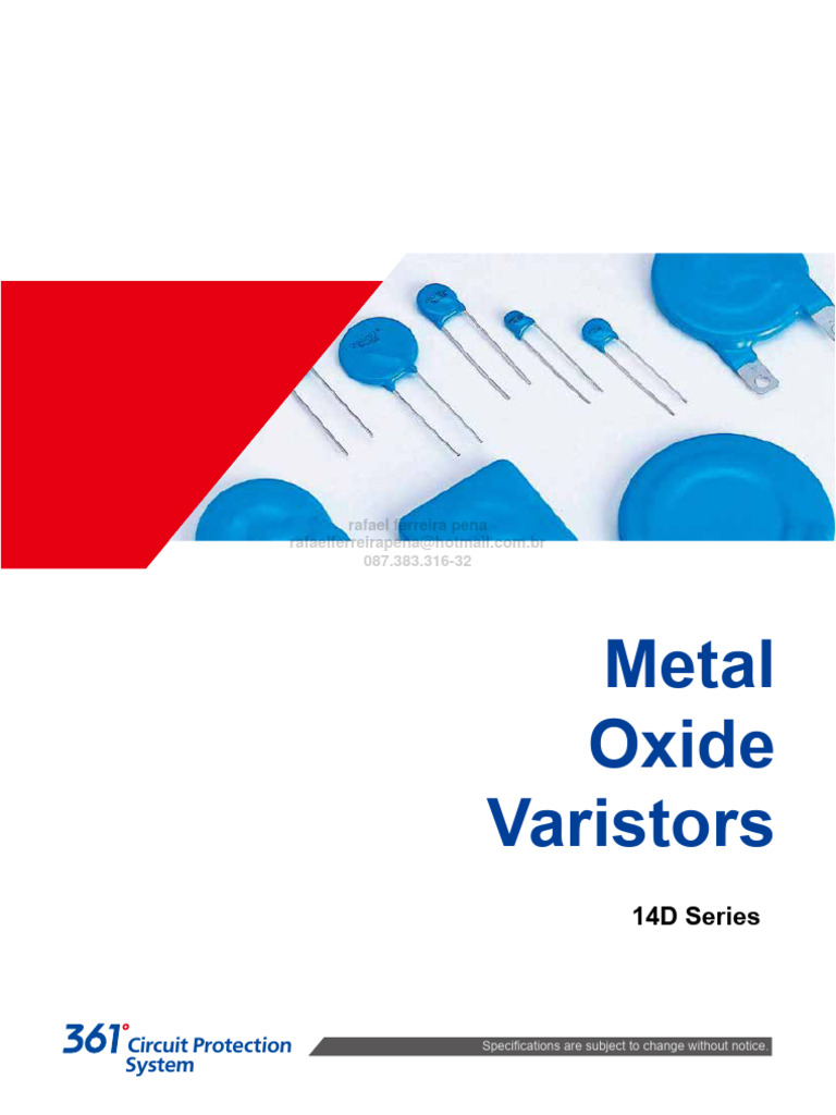 Datasheet Varistor Detalhado PDF Materials Science Electronic