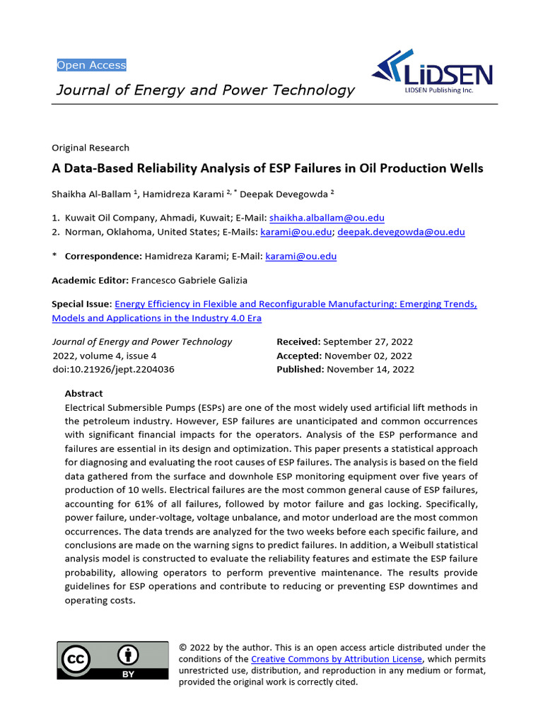 A Data-Based Reliability Analysis of ESP | PDF | Reliability Engineering
