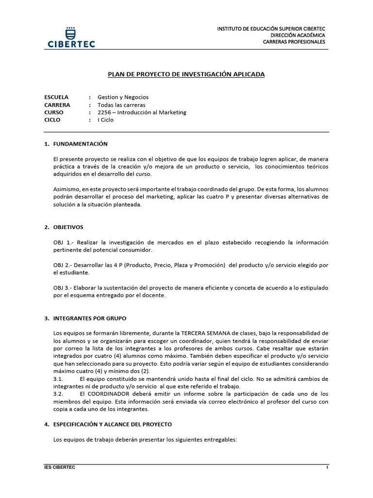 Proyecto de Marketing Aplicado | PDF | Producto (Negocio) | Marketing