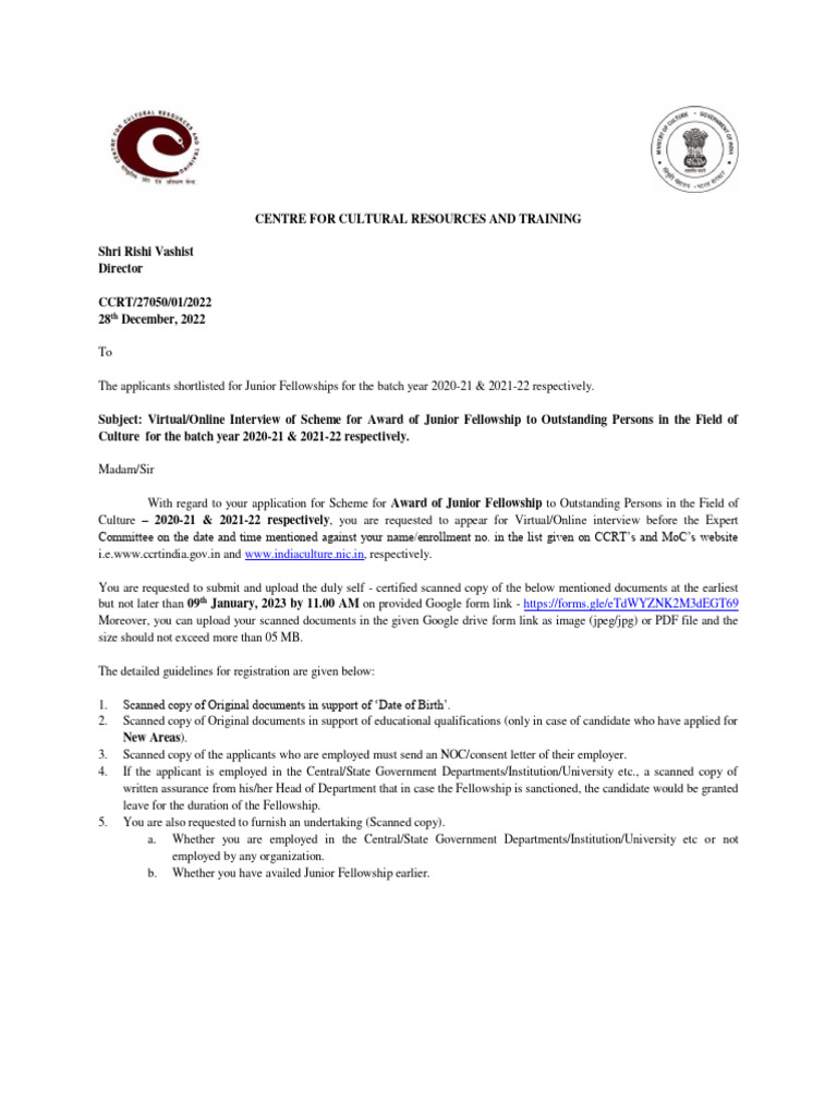 Guidelines For Junior Fellowship Applicants 28122022 Pdf Personal