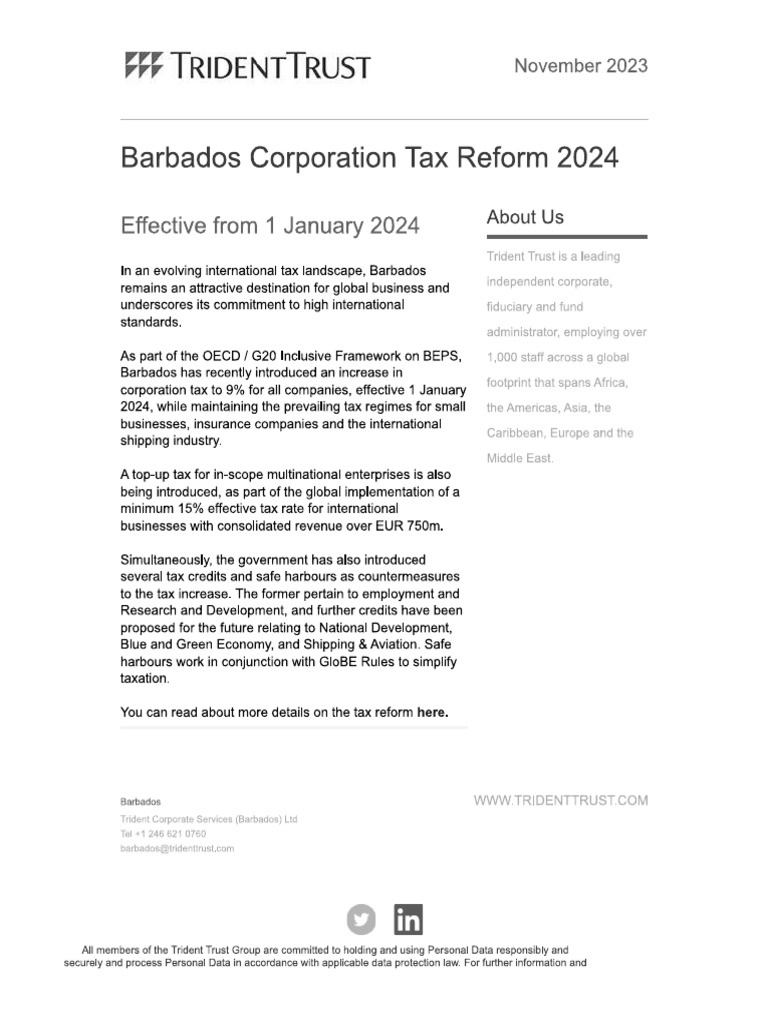 2023 Barbados Tax Changes 2024 PDF