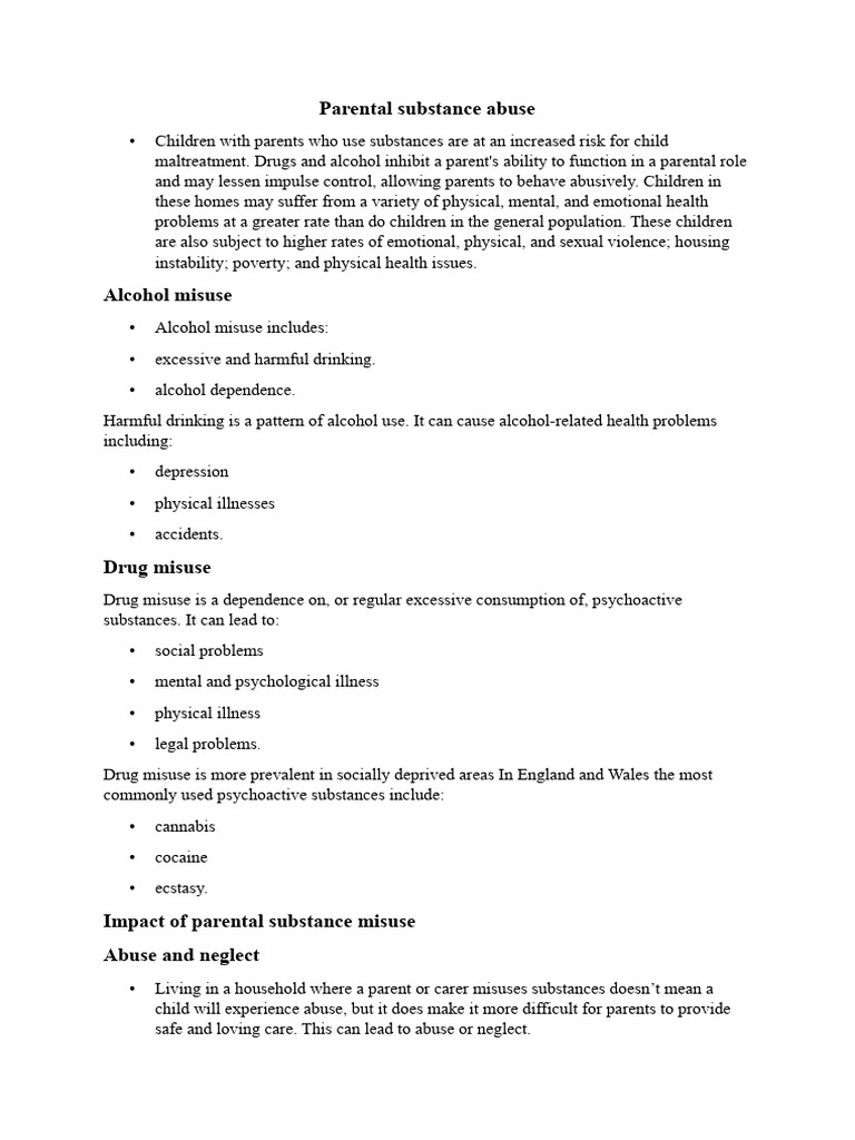 Parental Substance Abuse | Download Free PDF | Substance Abuse | Child ...